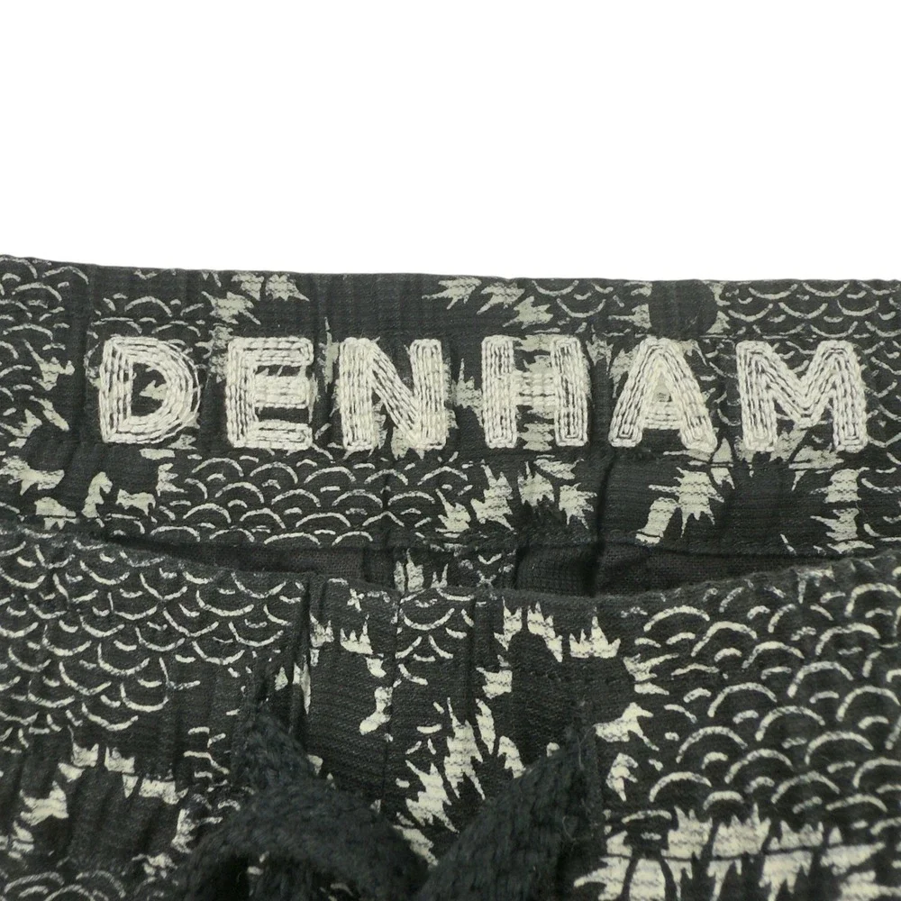 Denham Gray Black Floral Cotton Elastic Stretch Waist Shorts Men's Size Small‎